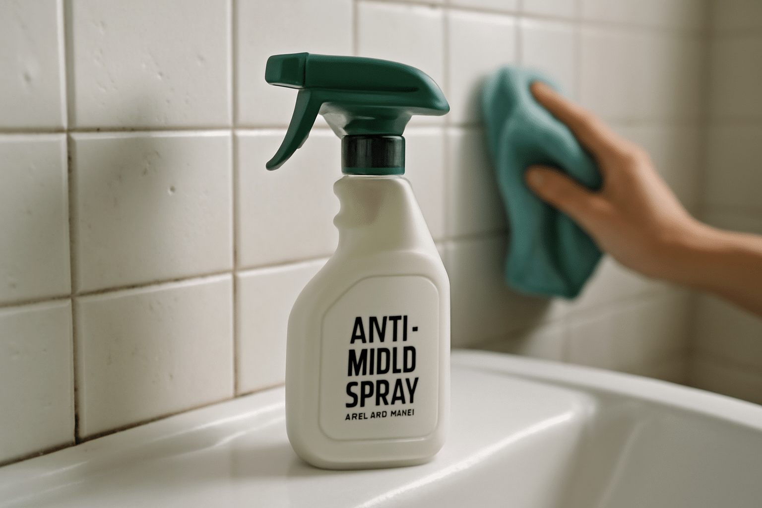 Traitement anti-moisissure pour salle de bain prévenant taches noires sur murs, joints et silicone, action rapide