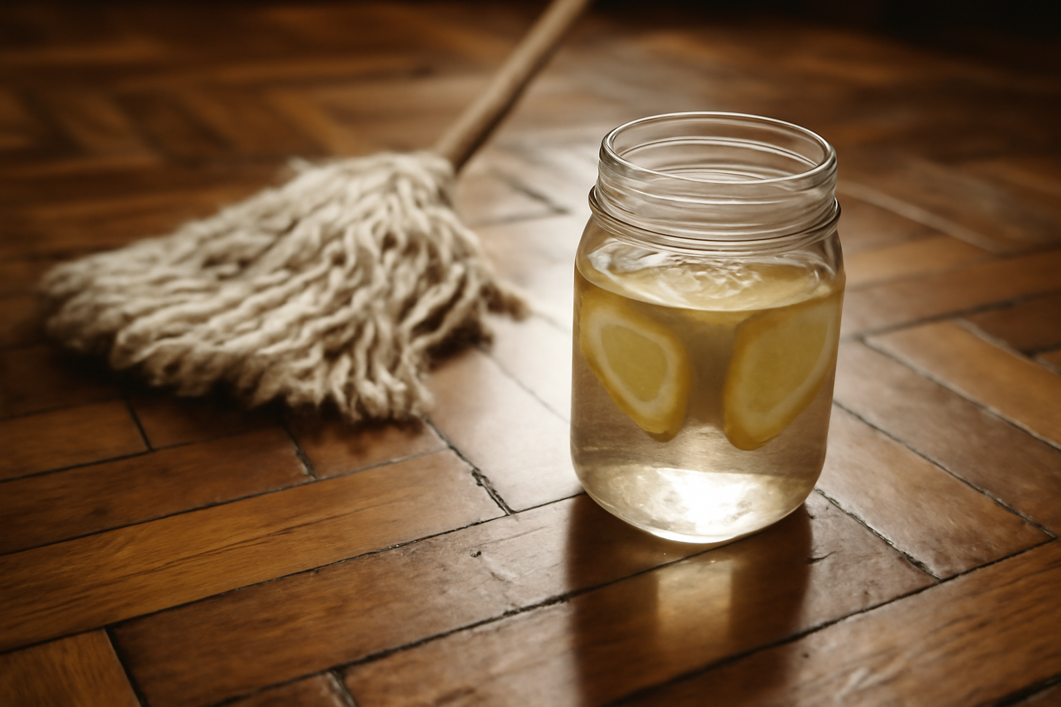 Recette de grand-mère pour nettoyer un parquet en bois avec savon de Marseille et eau tiède pour plus de brillance