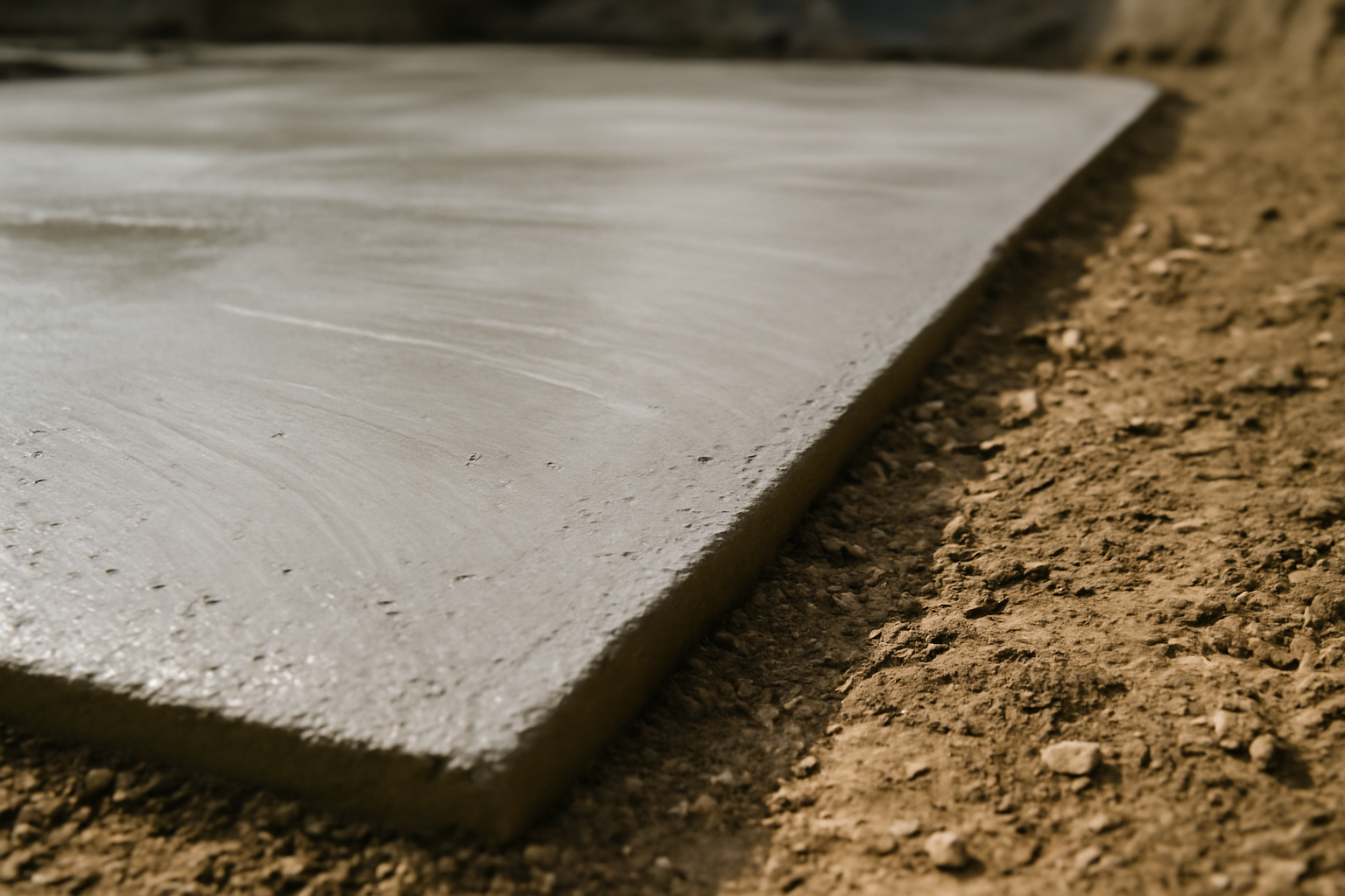 Pose de béton de propreté lisse sous fondations pour mise à niveau du sol et protection du chantier