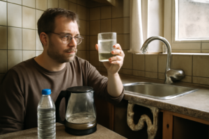Bouteille d'eau minérale riche en bicarbonate, source naturelle recommandée pour la digestion et le bien-être