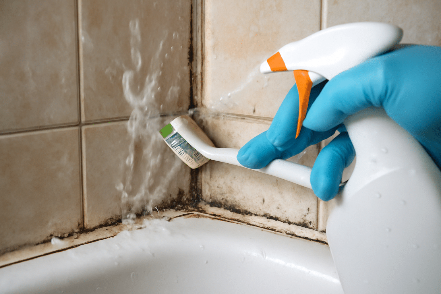 Enlever moisissure salle de bain : traitement naturel des joints et murs avec vinaigre blanc et bicarbonate pour assainir