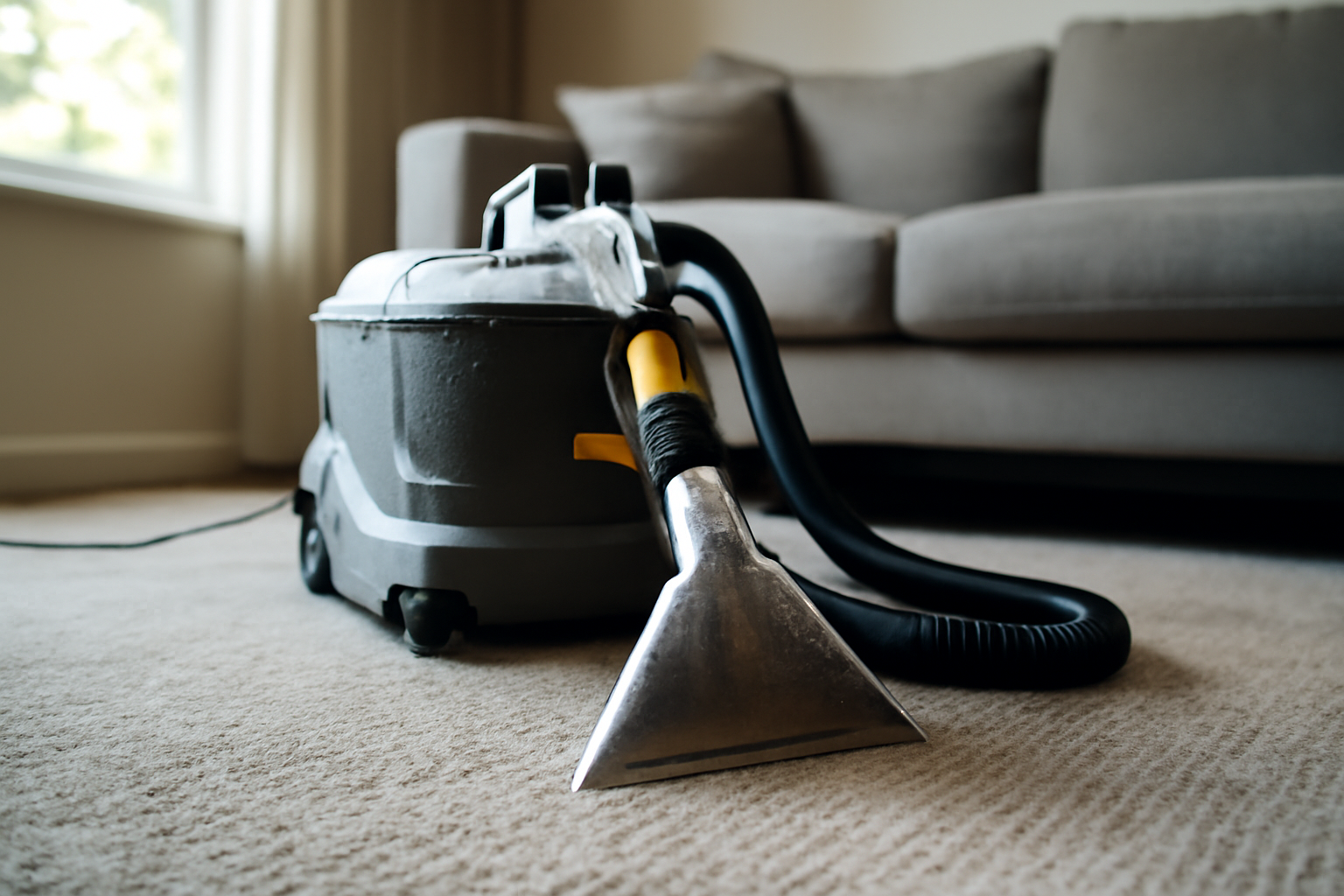 Nettoyeur de tapis compact et puissant éliminant taches et saletés pour redonner éclat et fraîcheur aux fibres