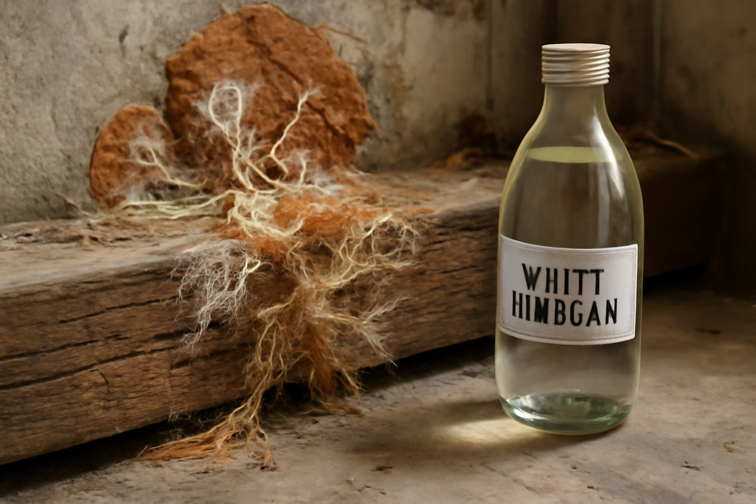 Application de vinaigre blanc sur mérule pour stopper la progression du champignon