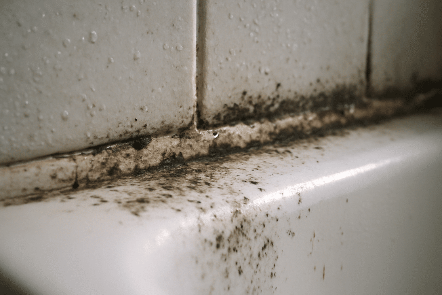 Taches de moisissure au plafond de salle de bain provoquées par l'humidité — prévention et nettoyage