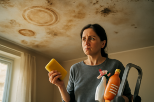 Nettoyage professionnel de plafond intérieur — élimination de taches, moisissures et traces de fumée