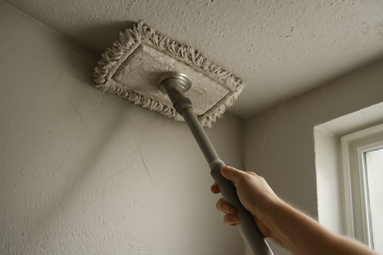 Nettoyage de plafond de cuisine : dégraissage et retrait des taches de graisse avant peinture
