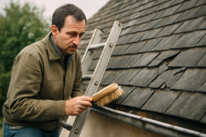 Nettoyage professionnel d'un toit en ardoise — démoussage et traitement anti-mousse pour toiture durable