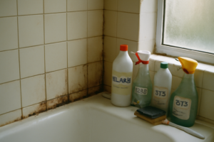 Nettoyer la moisissure de la douche — traitement naturel au vinaigre blanc et bicarbonate pour joints et carreaux