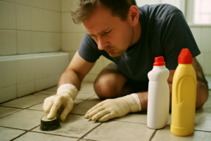 Nettoyer les joints de carrelage en profondeur avec une brosse et un mélange bicarbonate-vinaigre pour éliminer moisissures et taches